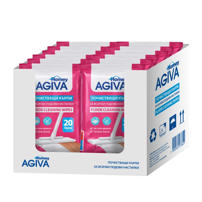 Комплект почистващи кърпички за под Аgiva Homey, Свеж аромат, 12х20 бр